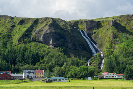 Beautiful and dramatic waterfalls, Iceland in Juneの写真素材