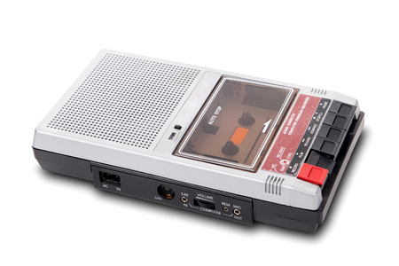 Old Cassette Tape player and recorder on a white background.の写真素材