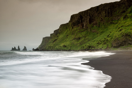 Beautiful black sand beach in Iceland. Vikの写真素材