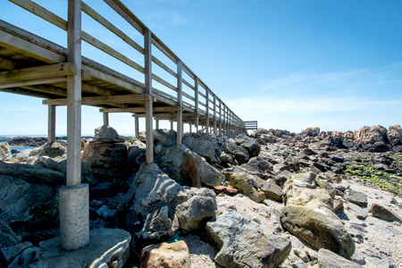 Viana do Castelo beach entrance in northern Portugalの写真素材