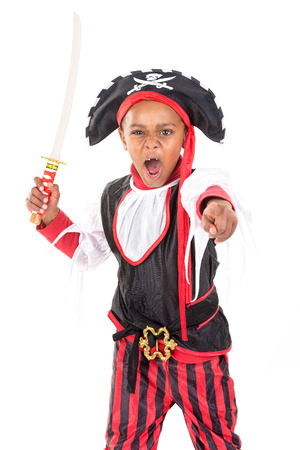 Young boy in pirate costume for Halloweenの写真素材