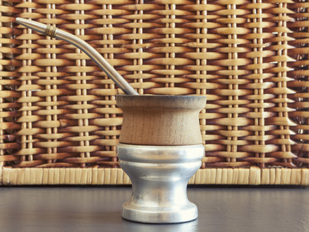 Vintage photo of traditional yerba mate tea popular in latin america