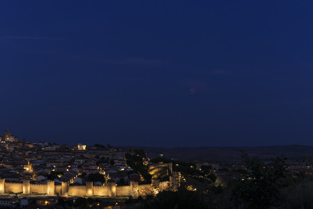 Beautiful panoramic view of the medieval walled city of Avila in Spain