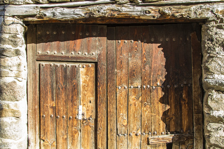 Foreground of old wooden doorの写真素材
