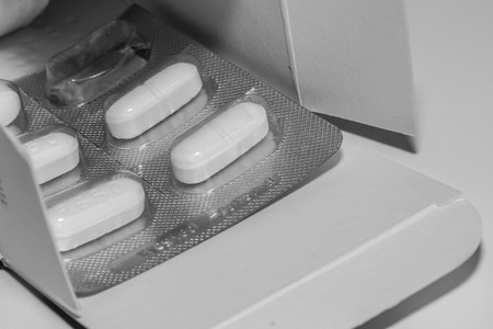 White Tablets in a packageの写真素材