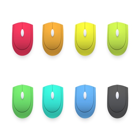 Colorful computer mouses on white background. のイラスト素材