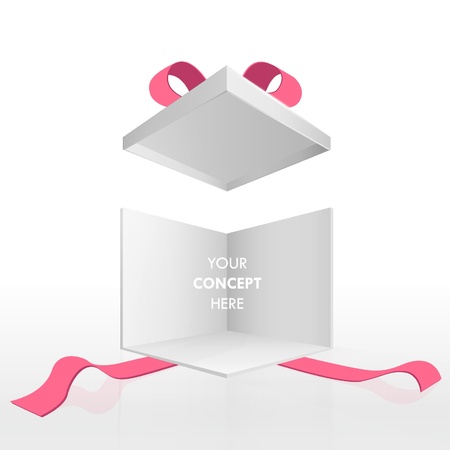 Open empty gift box and red ribbons. のイラスト素材