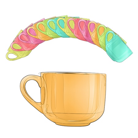 Collection of several colorful cup on isolated background.のイラスト素材