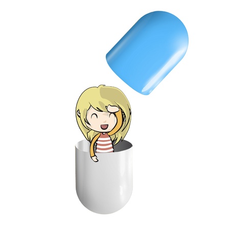 Pill whit cute blonde girl inside. のイラスト素材