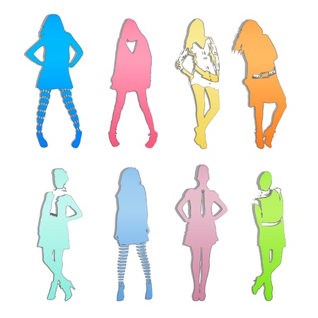 Collection of silhouette models. Colorful vector background design. のイラスト素材