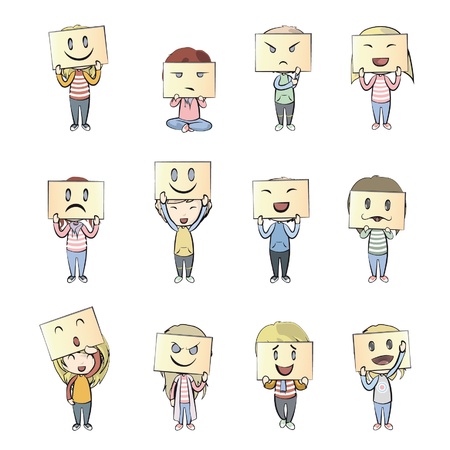 Collection of children with multiple face のイラスト素材