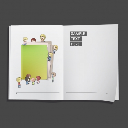 Kids around folder printed on white book, Vector design  のイラスト素材