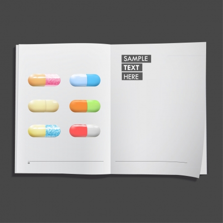 Pills printed on white book  Vector design  のイラスト素材