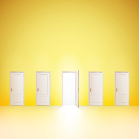 One door open and the others closed  Vector design  のイラスト素材