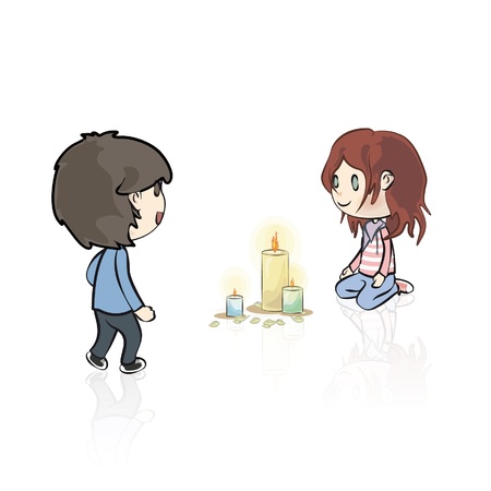 Couple with candles  Vector illustration  のイラスト素材