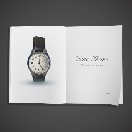 Realistic Clock inside a book  Vector design  のイラスト素材