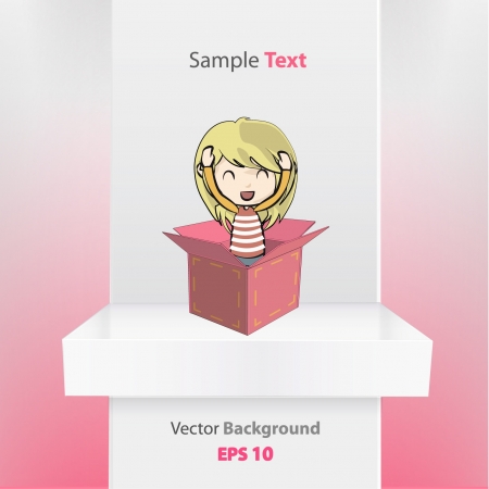 Cute girl on a shelf  Vector illustration  のイラスト素材