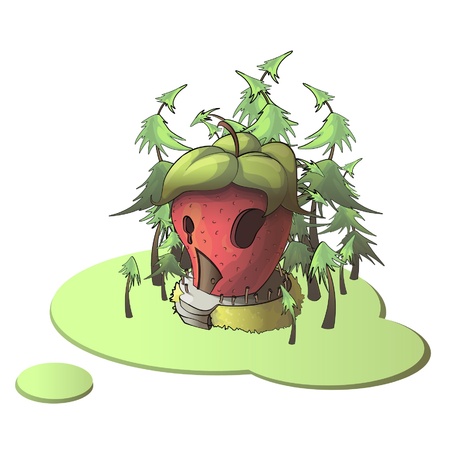 Strawberry house on isolated background illustration  のイラスト素材