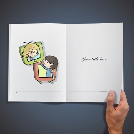 Children from an television  Realistic illustration of a magazine  のイラスト素材