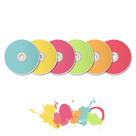 Colorful CDs on white background  Vector design  のイラスト素材