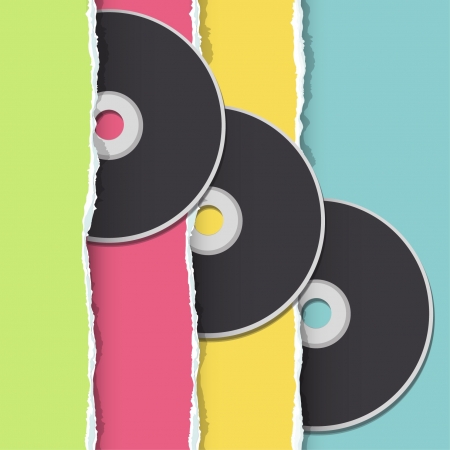 Black cd on colorful fabric  Vector design  のイラスト素材