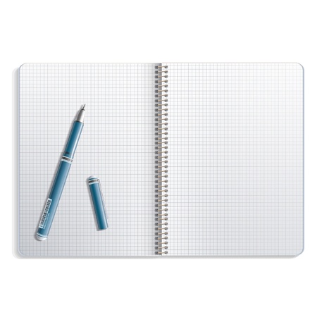 Open pen on white notebook  Vector design  のイラスト素材