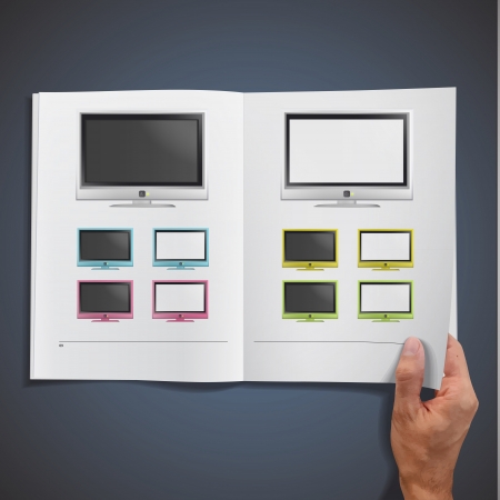 Modern TV printed on white book, Vector design のイラスト素材