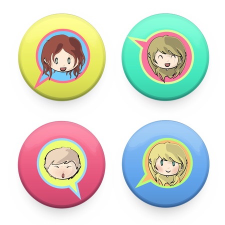  Button with kids inside  Vector design  のイラスト素材