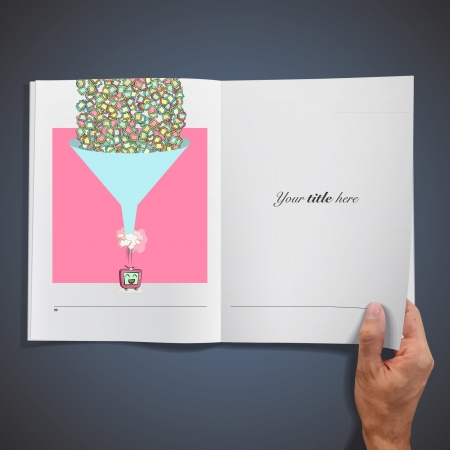 Illustration of cute colorful TV inside a book  Vector design  のイラスト素材