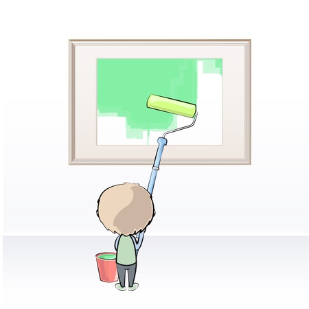 Boy painting framework design のイラスト素材