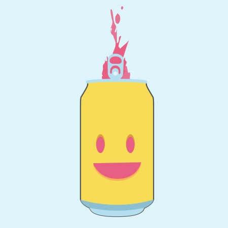 Cute can on blue isolated background.のイラスト素材