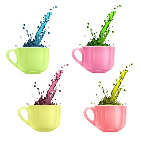 colorful cups with colorful drops. のイラスト素材