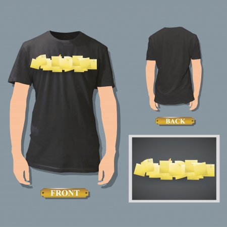 Yellow Post-it on black background. Vector designのイラスト素材