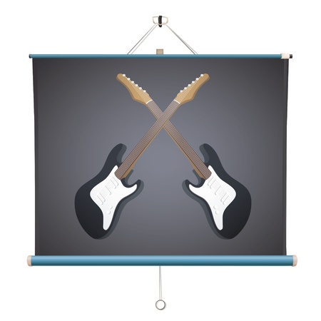 Realistic bass inside a projector screen. designのイラスト素材
