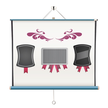 Set of labels inside a projector screen. designのイラスト素材