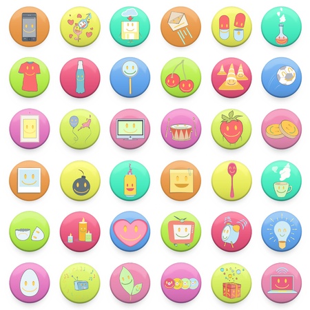 Collection of colorful badges with concept icon inside  design  のイラスト素材