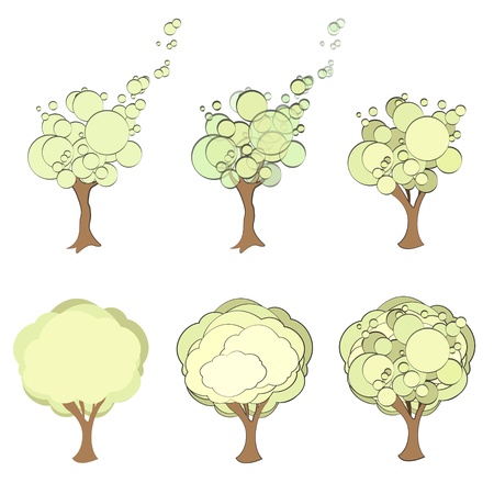 Set of isolated tree on white background. のイラスト素材