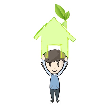 Girl holding an ecological icon  Vector design のイラスト素材