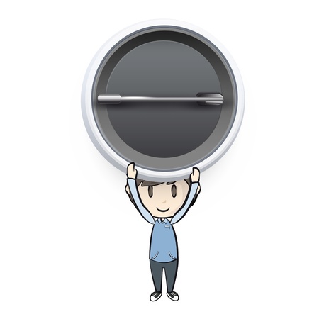 Kid holding pin on white background  Vector design のイラスト素材