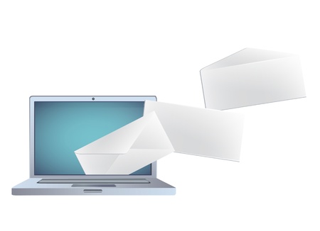 Modern laptop with envelope inside. Vector illustration.のイラスト素材