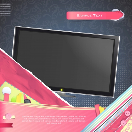 Realistic TV over vintage background. Illustration.のイラスト素材