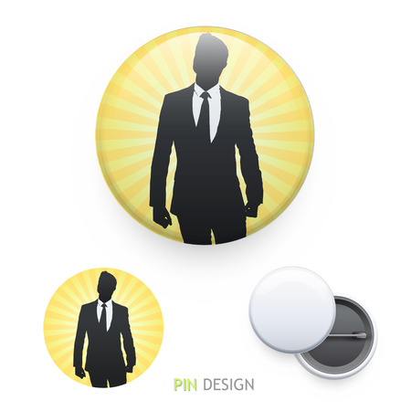 Businessman proud of himself printed on pin. Vector design. のイラスト素材