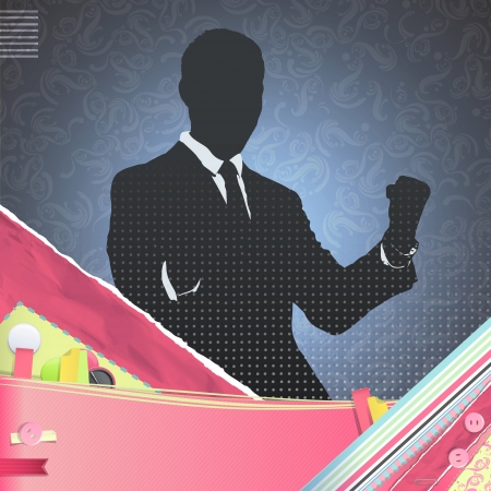 Silhouette of business man winner. Vector design. のイラスト素材