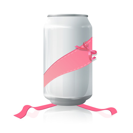 Empty grey tin with red ribbons  Vector design のイラスト素材