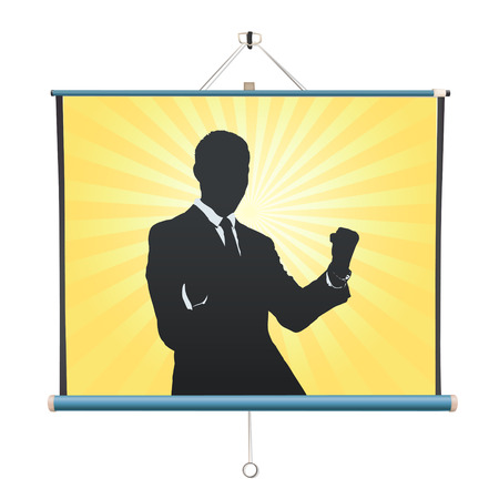 Businessman projected on white screen. isolated vector design. のイラスト素材