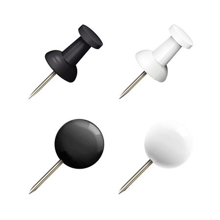 White and black pushpins. Vector design のイラスト素材