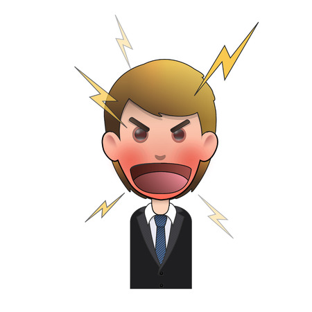 Angry businessman and shouting over white background  Vector design  のイラスト素材