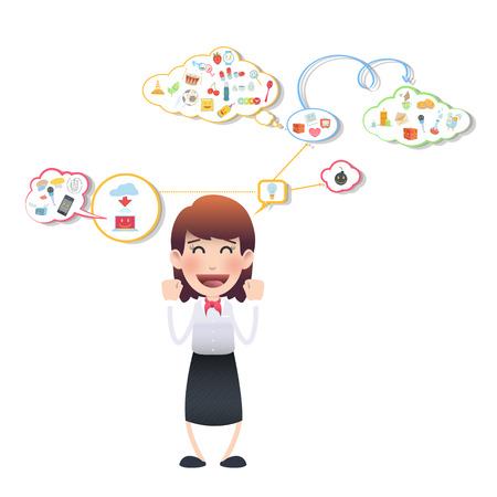 Happy woman over isolated background. Vector design. のイラスト素材