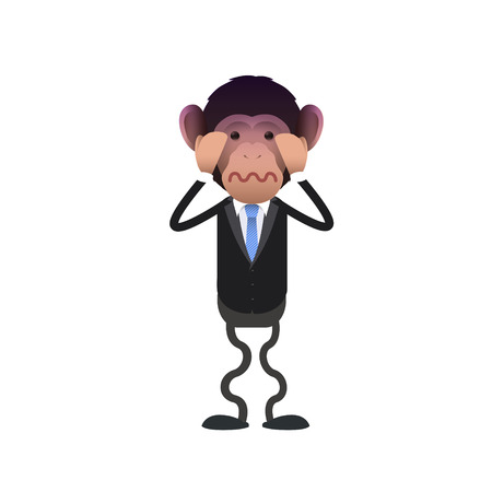 Fear business monkey isolated over white background. Vector design. のイラスト素材