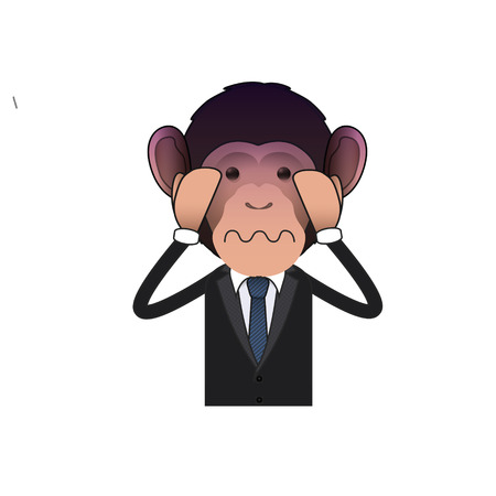 Fear Business monkey isolated over white background. Vector design. のイラスト素材